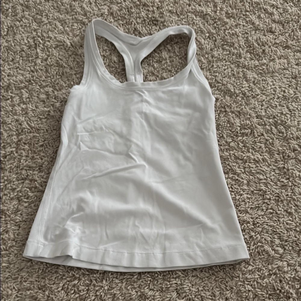 Lululemon Athletica White Fitted Sleeveless Tank Top